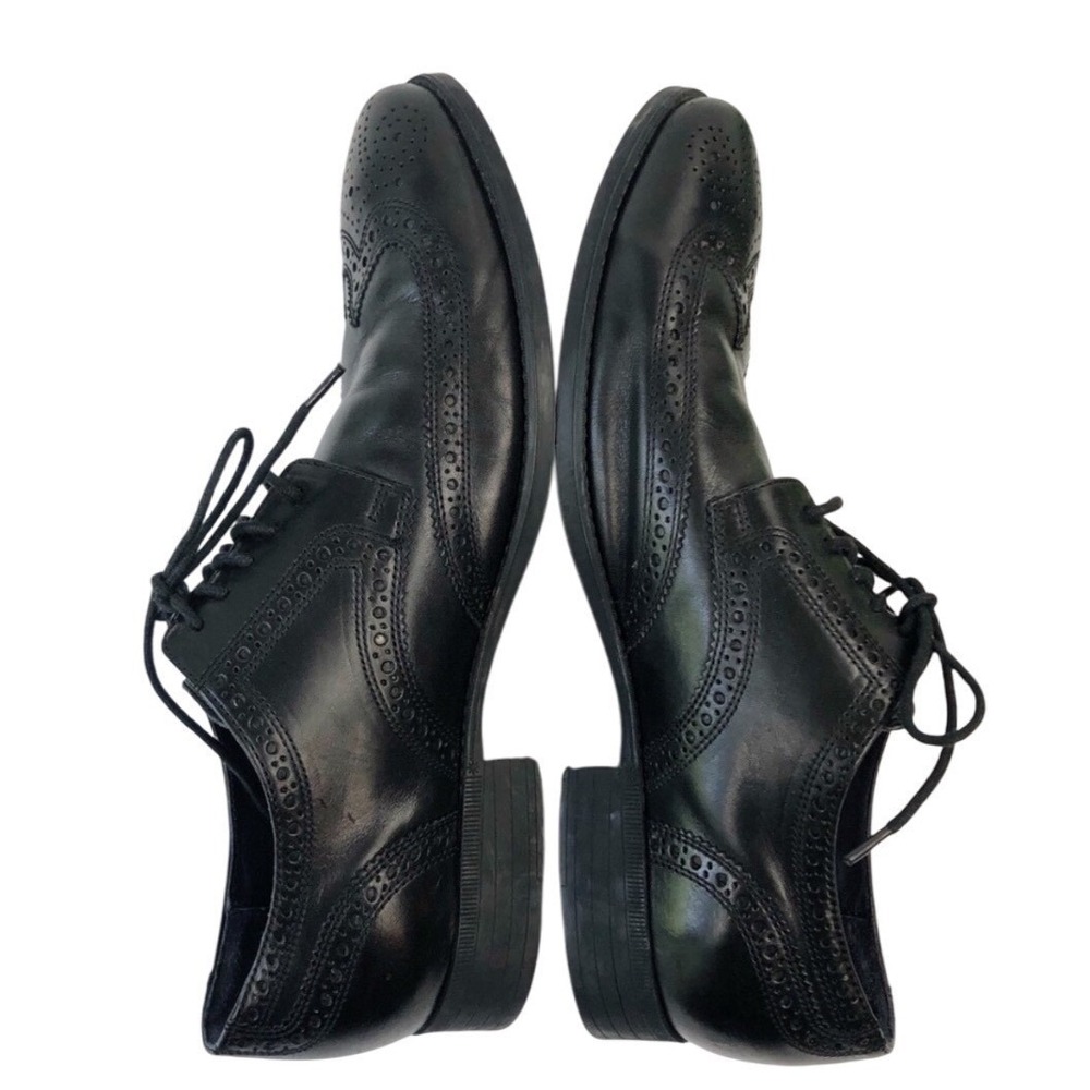 Cole Haan Men Black Leather Wingtip Round Toe Derby Brogue Dress Shoes Size 11 M - Picture 4 of 11